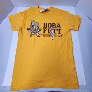 Star Wars Bobba Fett Bounty Hunter Mandalorian Men's Small Shirt Yellow NWT